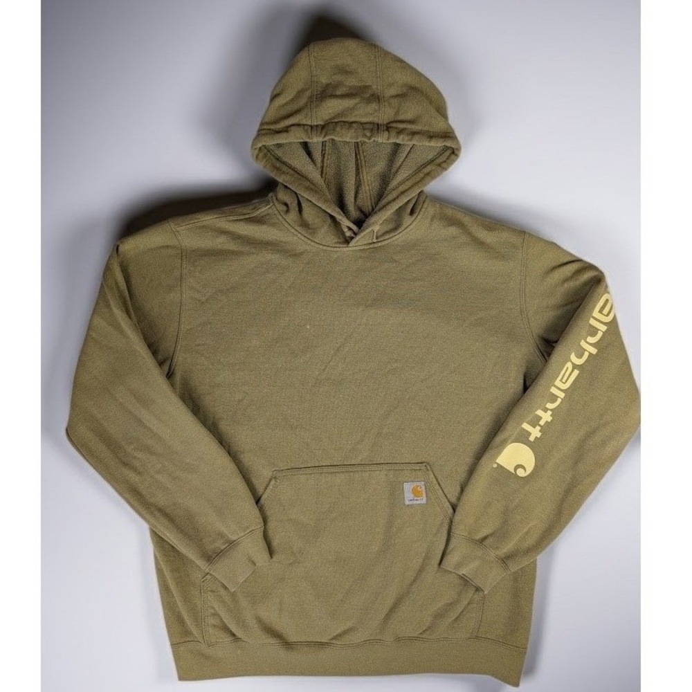 Carhartt Loose Fit Graphic Sleeve Hoodie Men's L Olive Green Sweatshirt Workwear